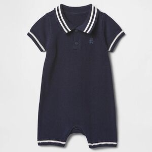 Navy Baby Polo Sweater Shorty One-Piece | Baby Gap